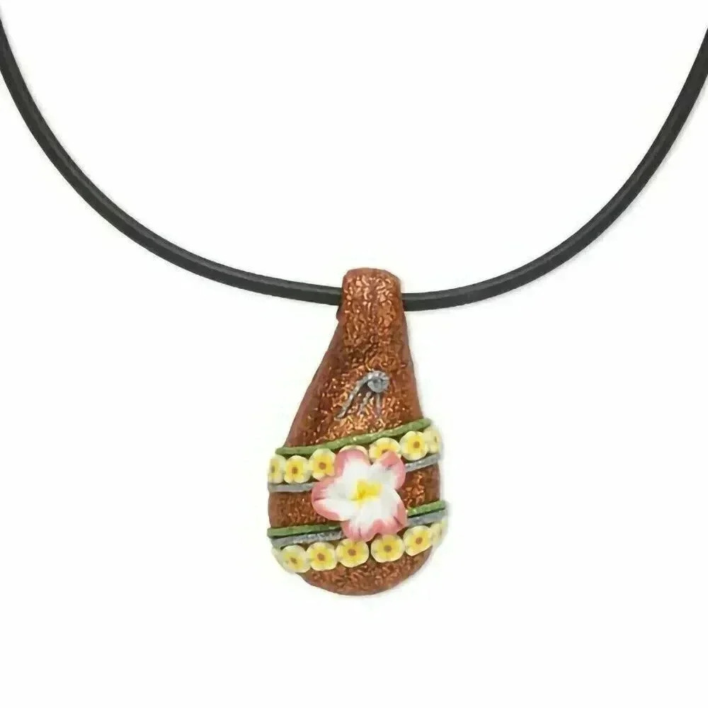 Handcrafted Fancy Clay Flower Accent Pendant Necklace